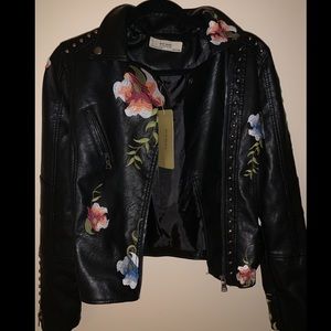 AFTF BASIC embroidered faux leather jacket